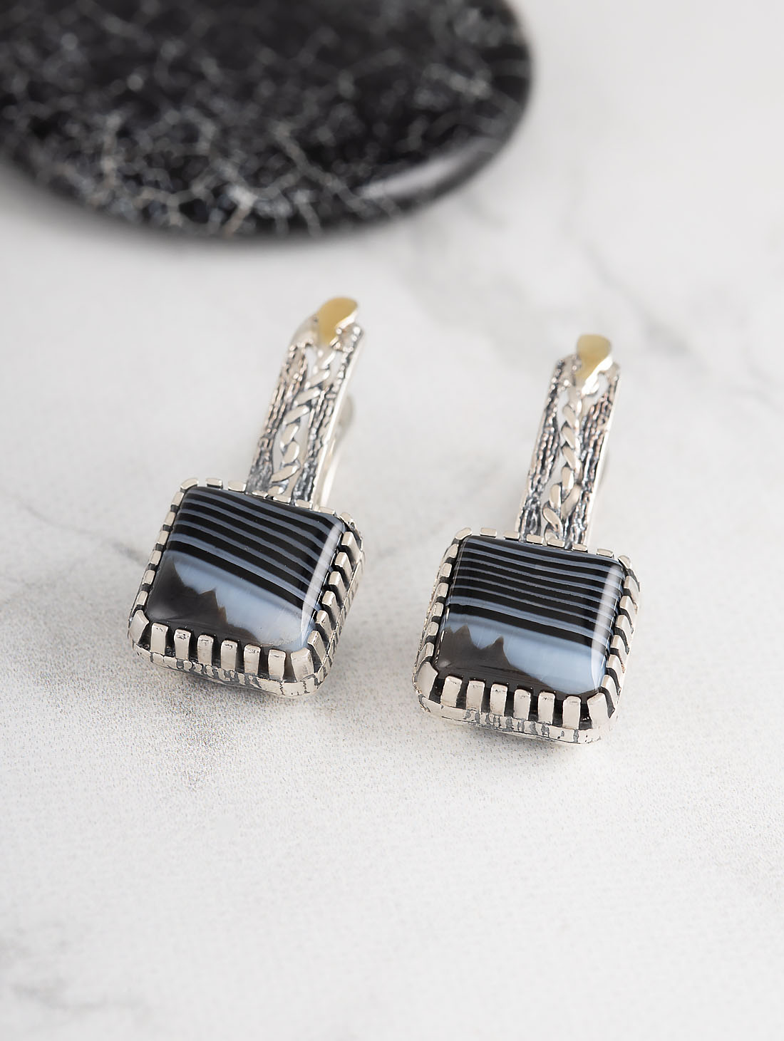 Err1505z Агат Серьги (Ag 925)