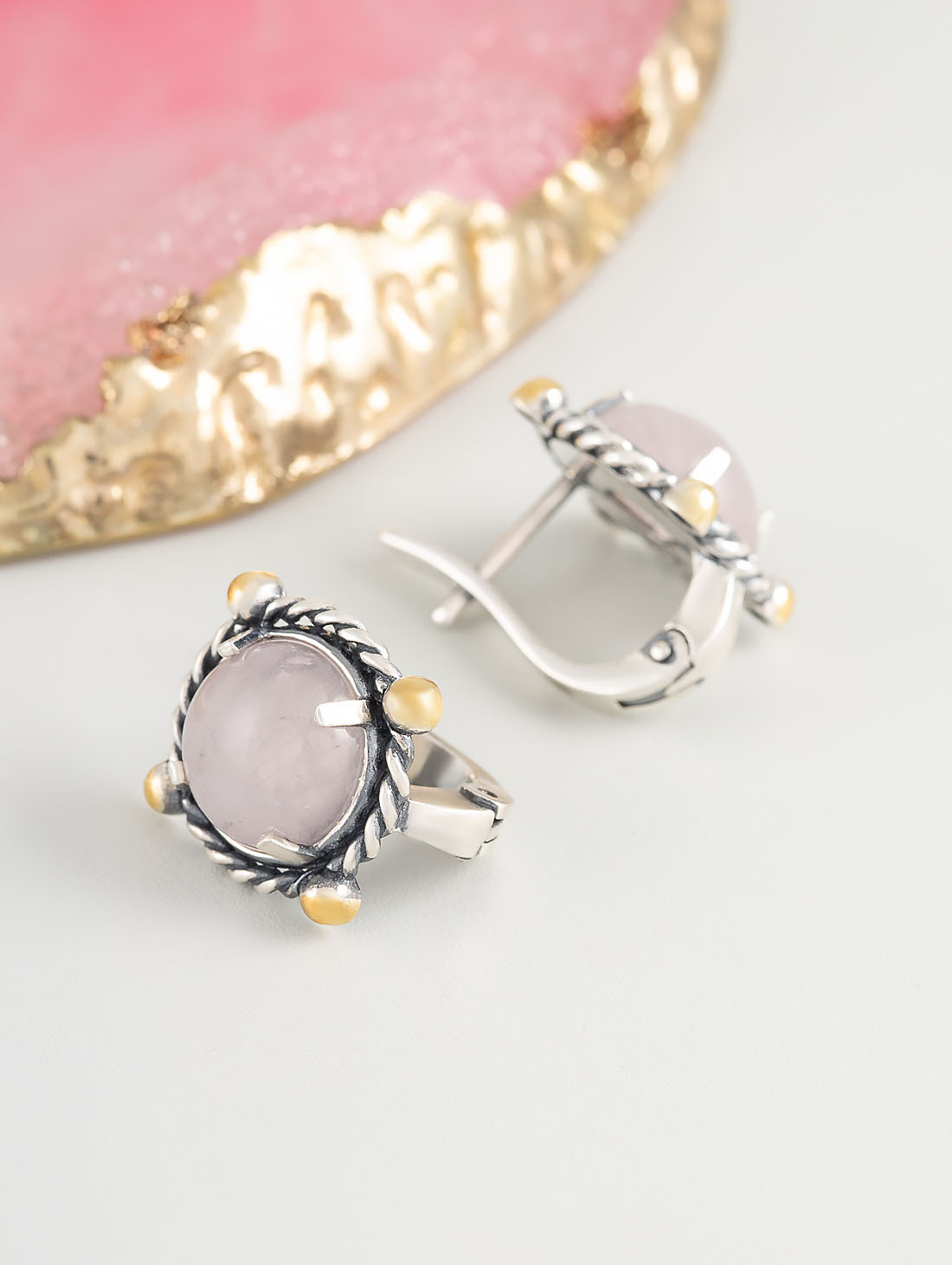 Err1480z Роз.кварц Серьги (Ag 925)