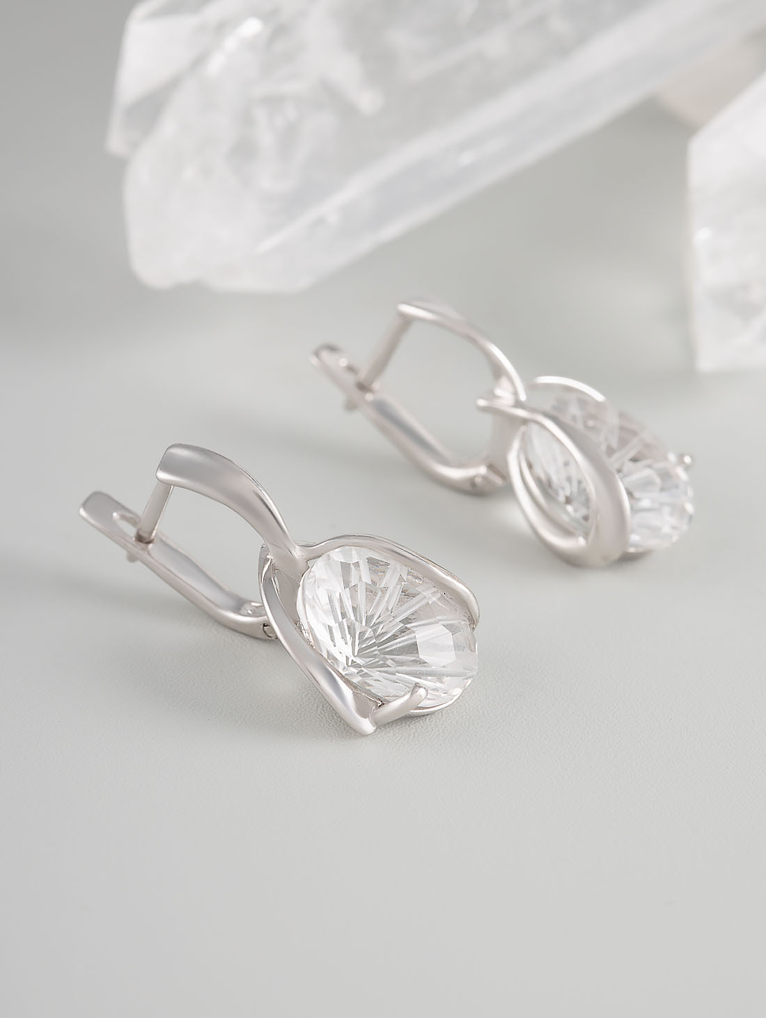 1418R Хрусталь Серьги (Ag 925)