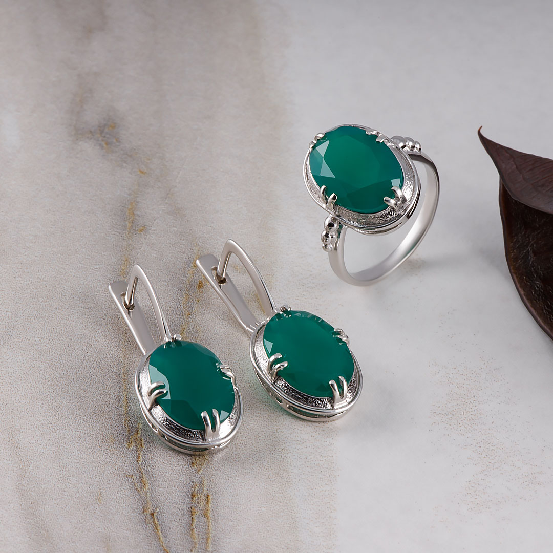 1234R Агат Серьги (Ag 925)