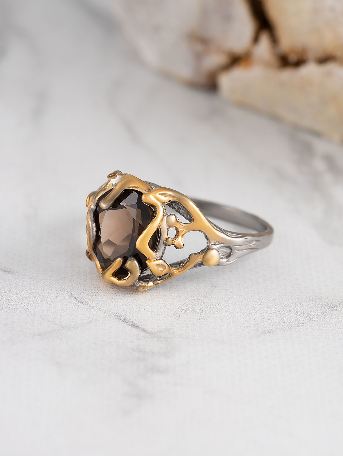 0603R Раухтопаз Кольцо (Ag 925)