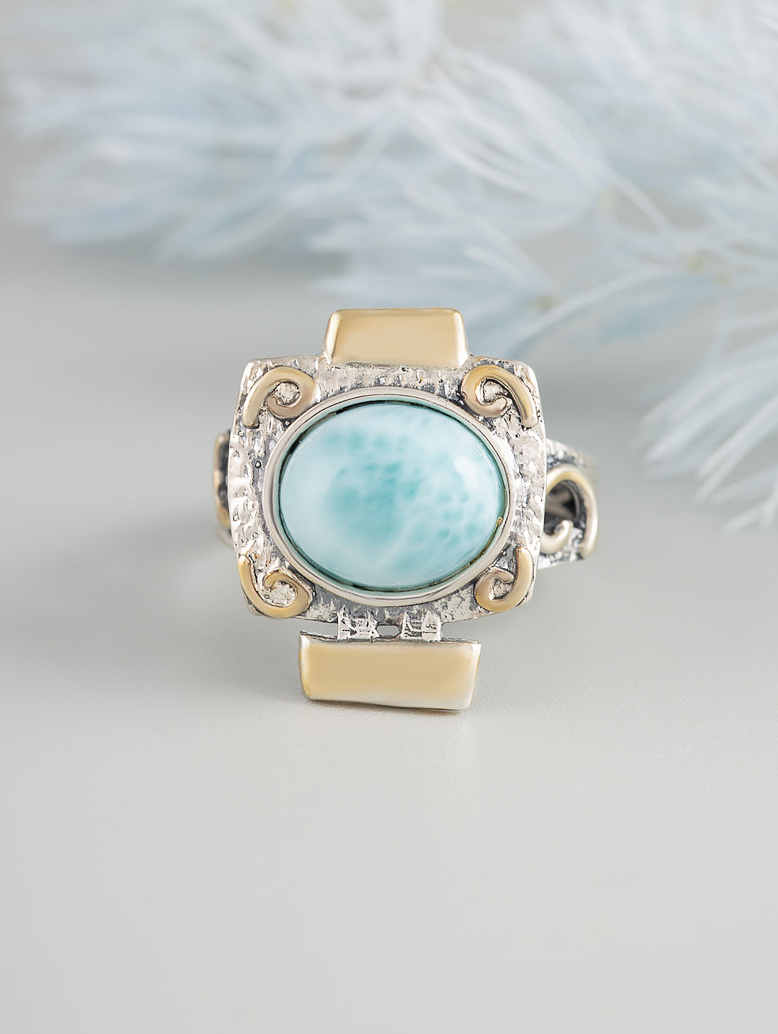 Rrr1157z Ларимар Кольцо (Ag 925)