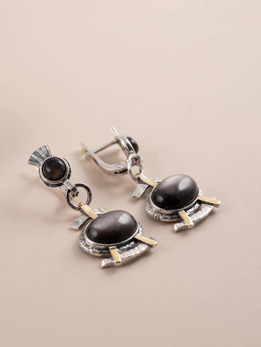 Err1282z Обсидиан Серьги (Ag 925)