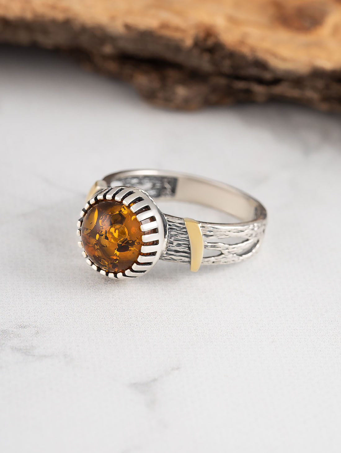 Rrr1503z Янтарь Кольцо (Ag_925)