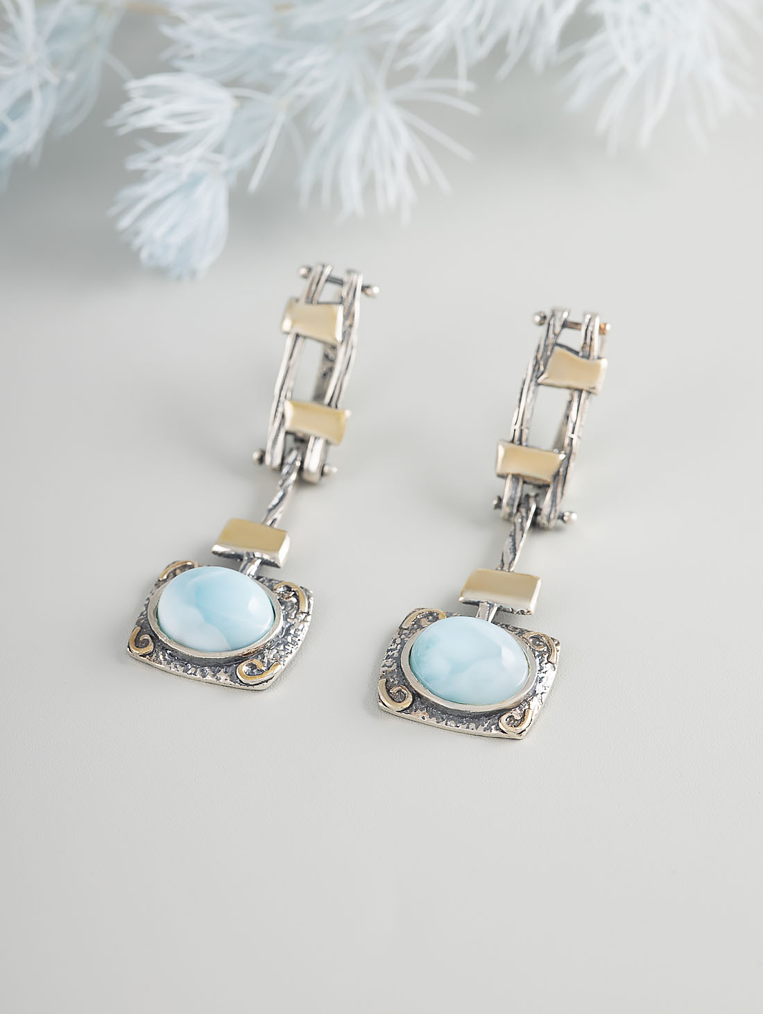 Err1157z Ларимар Серьги (Ag 925)