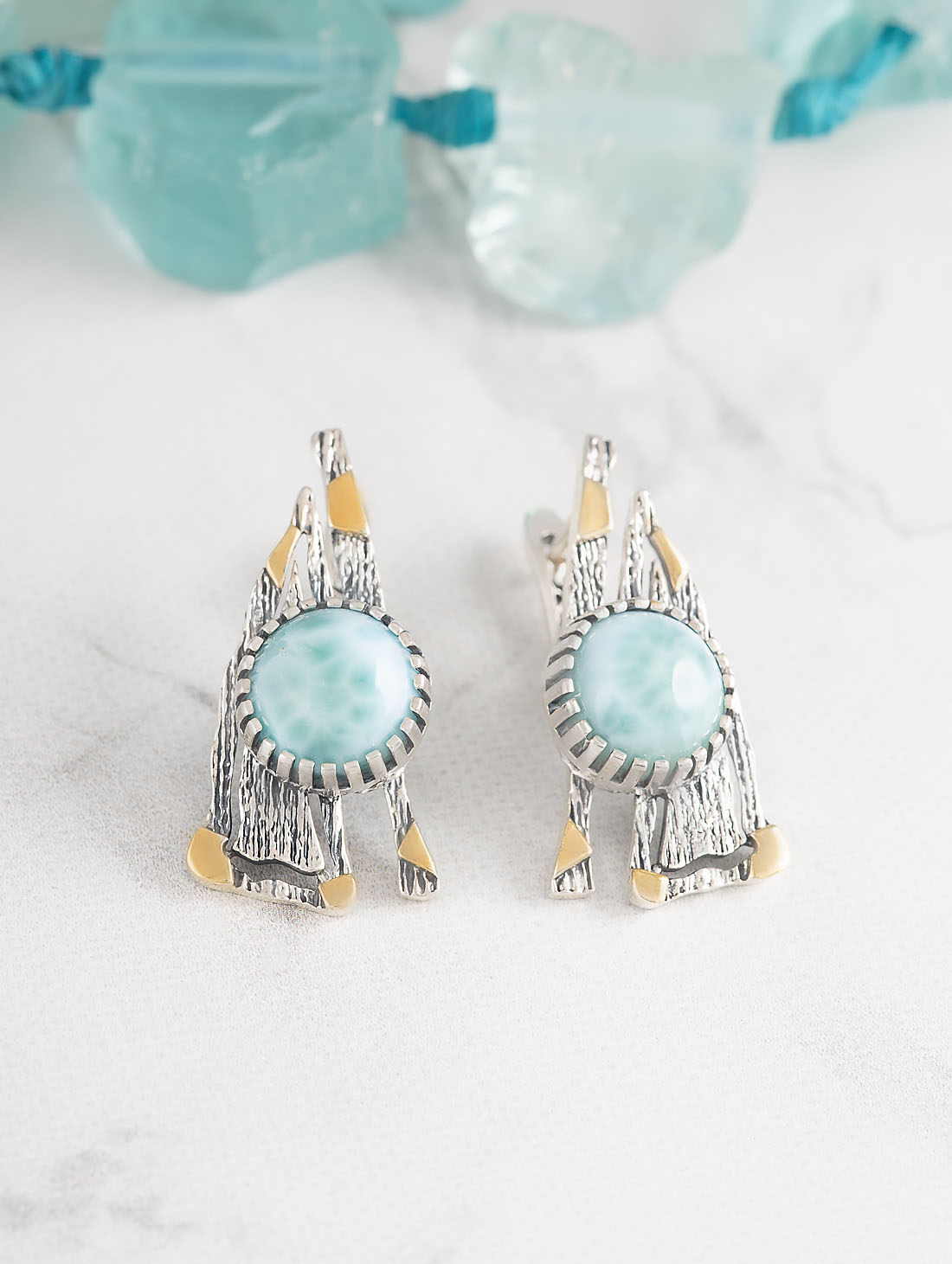 Err1504z Ларимар Серьги (Ag 925)