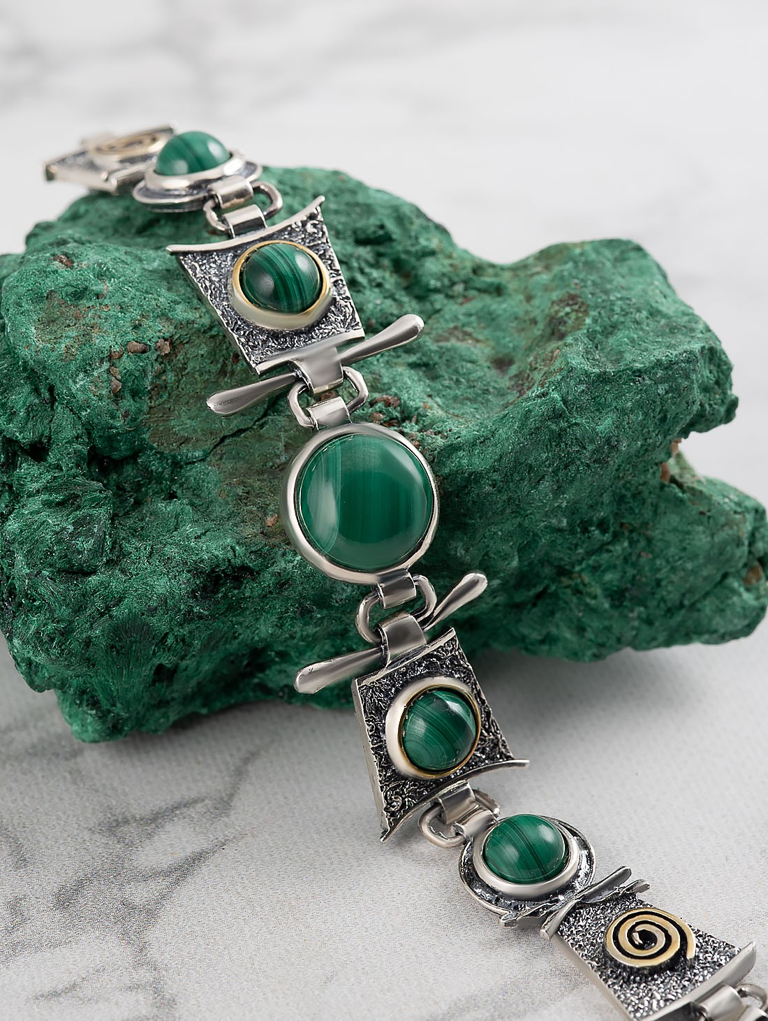 Srr1182z Малахит Браслет (Ag 925)