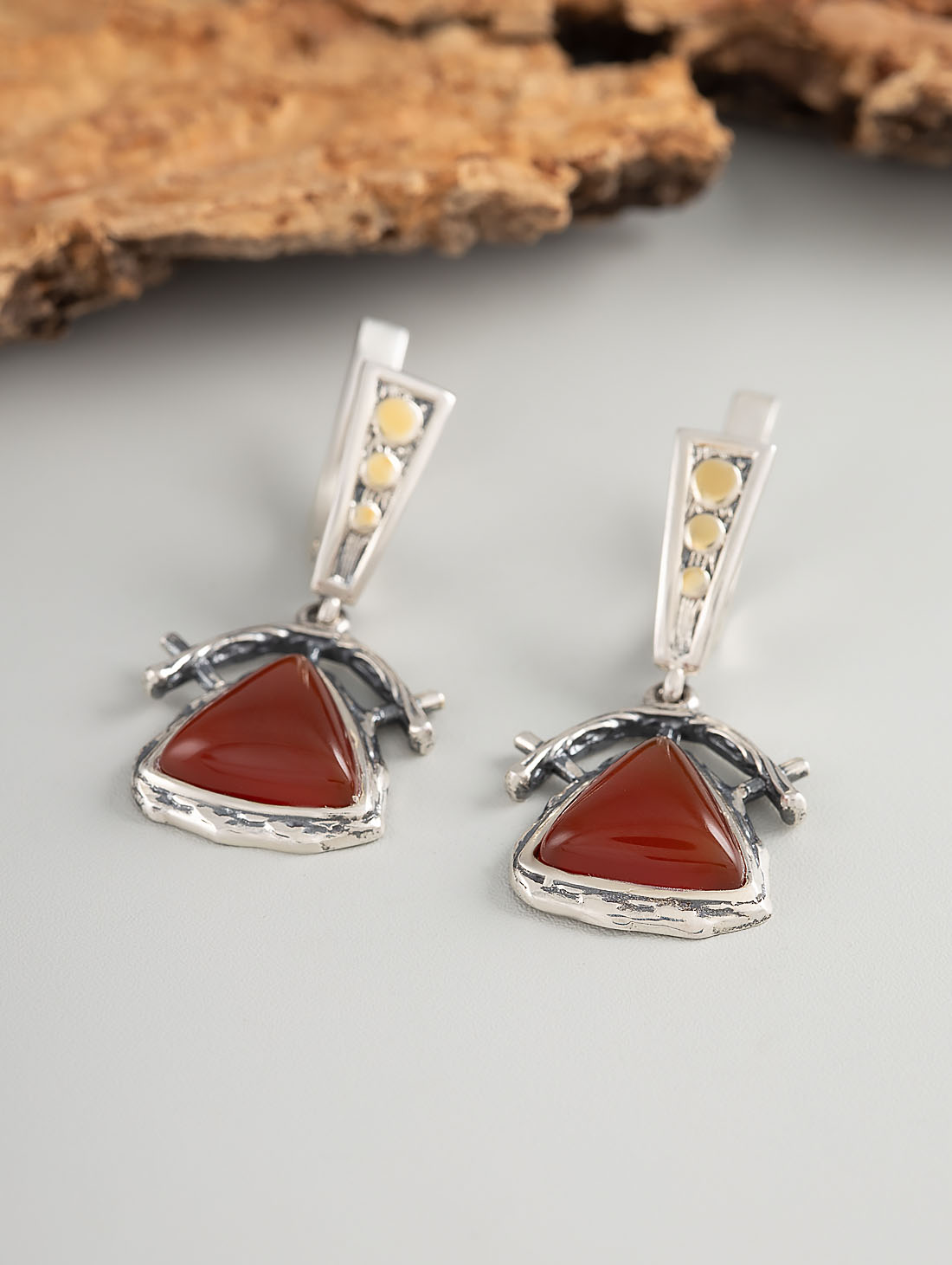 Err1268z Сердолик Серьги (Ag_925)