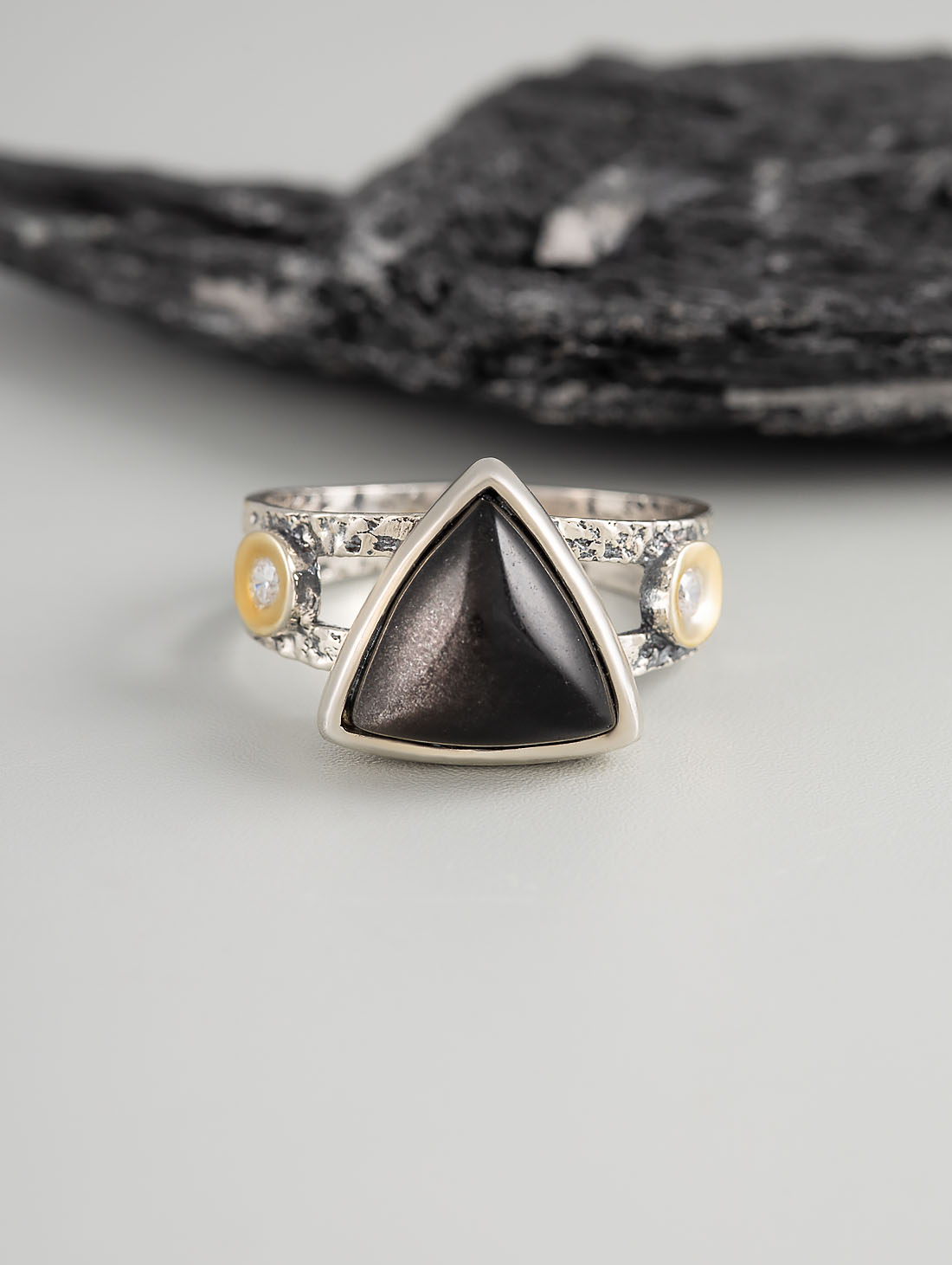 Rrr1254z Обсидиан Кольцо (Ag_925)