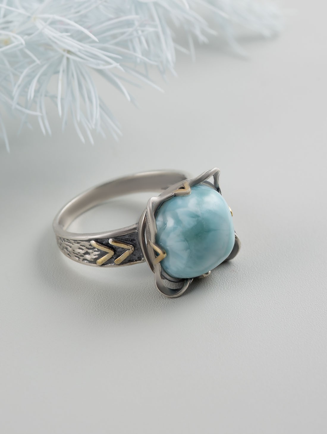 Rrr1339z Ларимар Кольцо (Ag 925)
