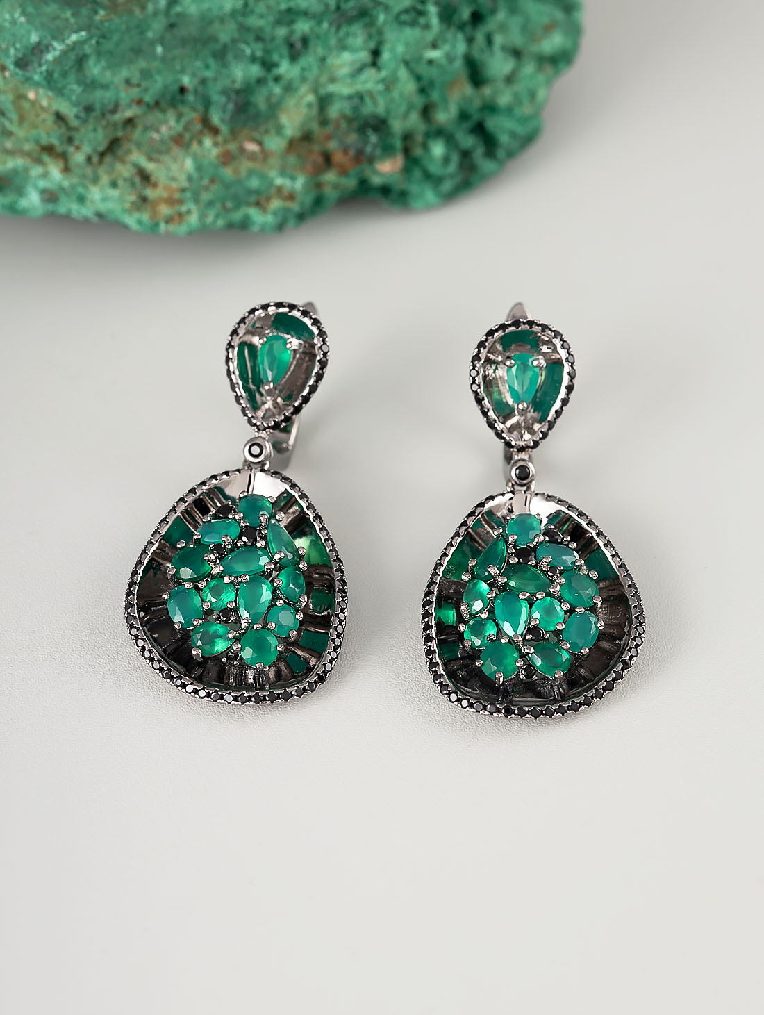 С0422А Агат Серьги (Ag 925)