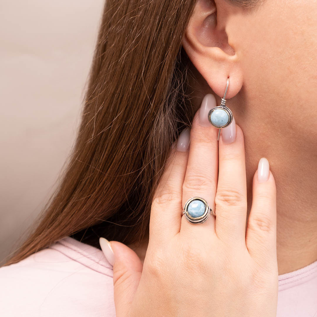 Err1190z Ларимар Серьги (Ag 925)