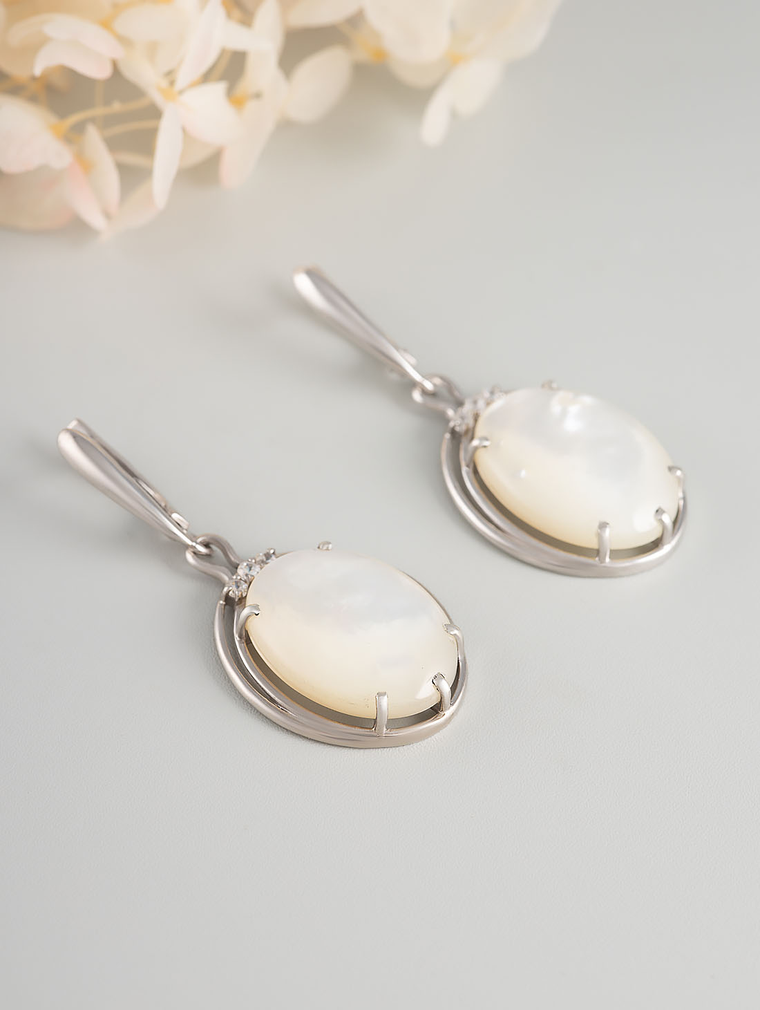 1553R Перламутр Серьги (Ag 925)