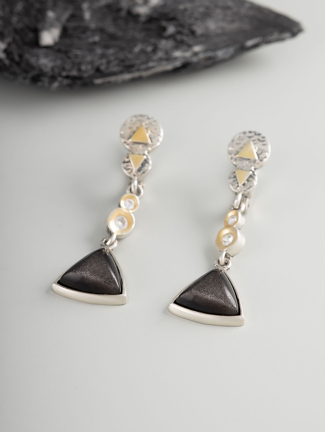 Err1254z Обсидиан Серьги (Ag 925)