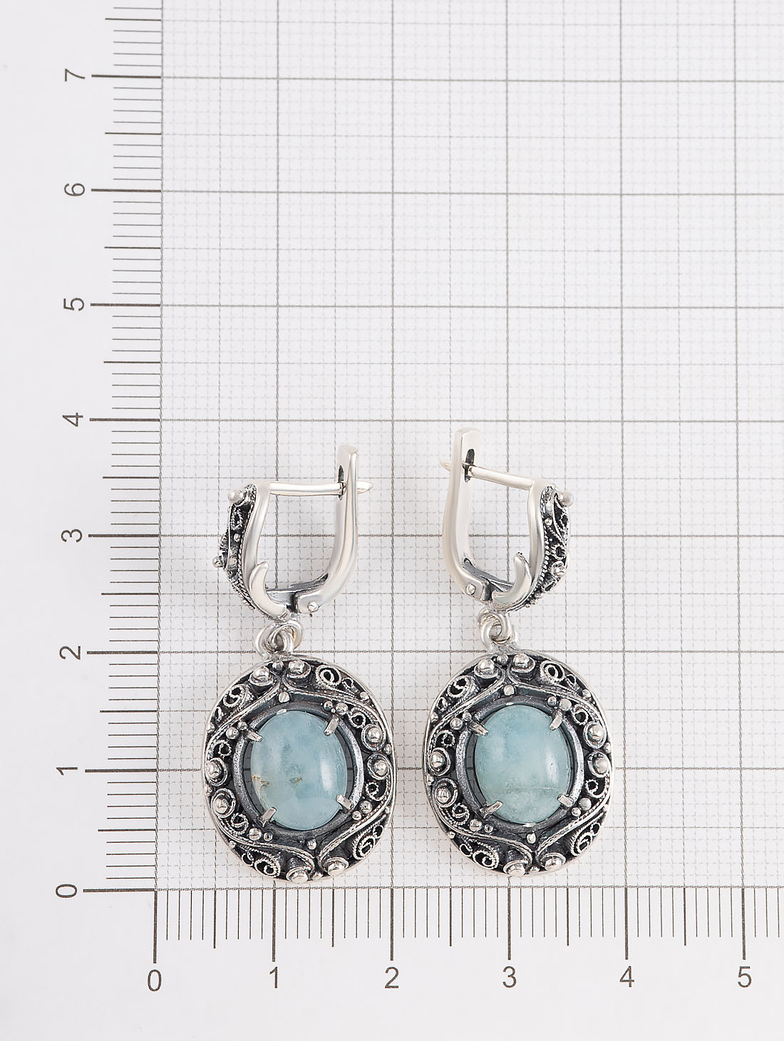 1222 Аквамарин Серьги (Ag 925)