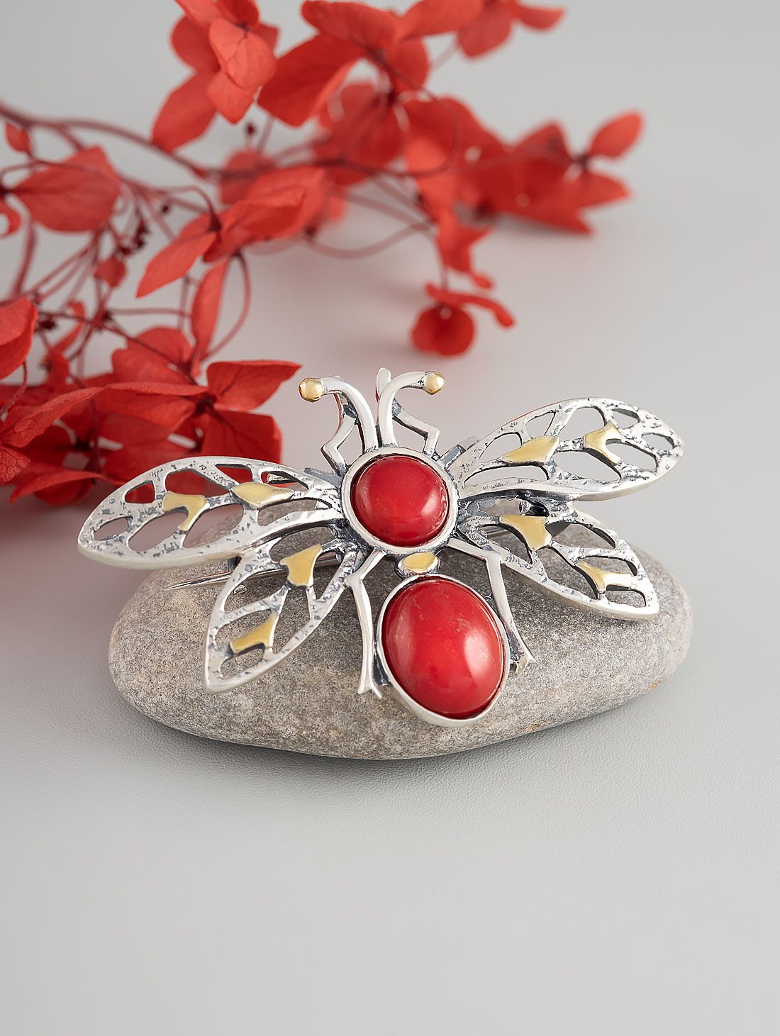 Brr1284z Коралл Брошь (Ag 925)