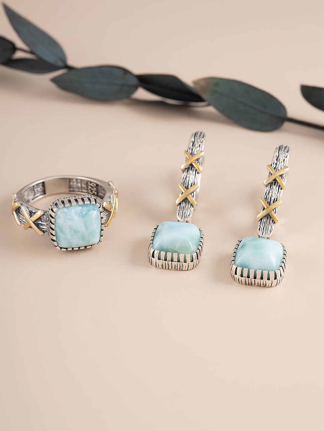 Err1506z Ларимар Серьги (Ag 925)