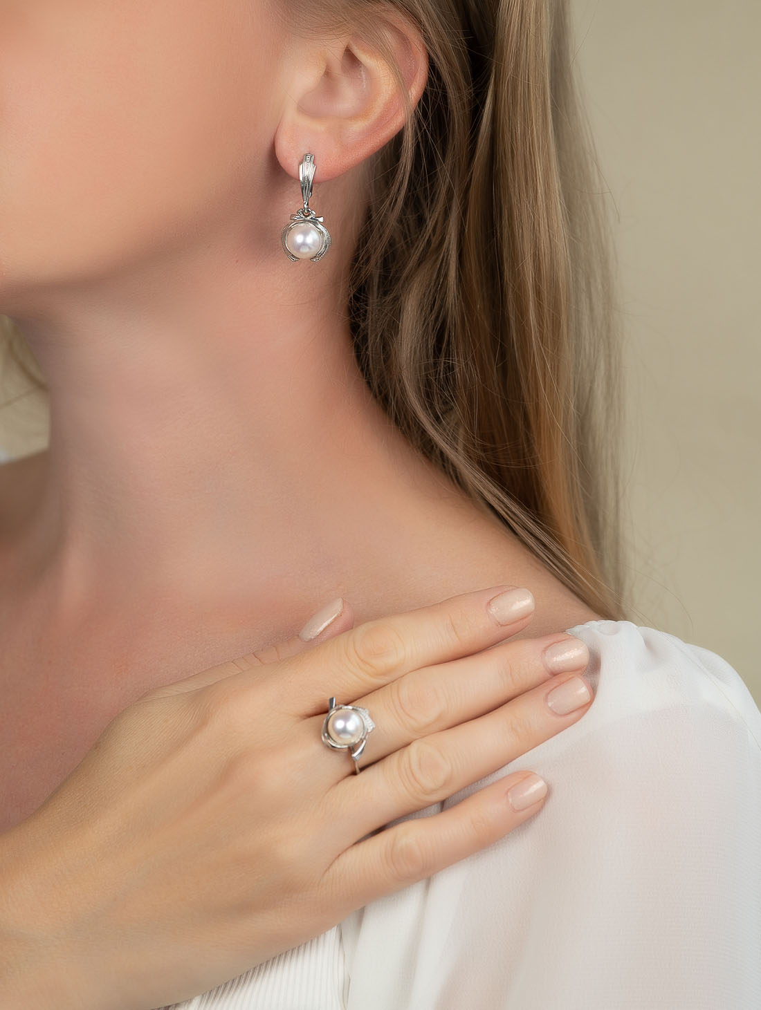 1387R Жемчуг Серьги (Ag 925)