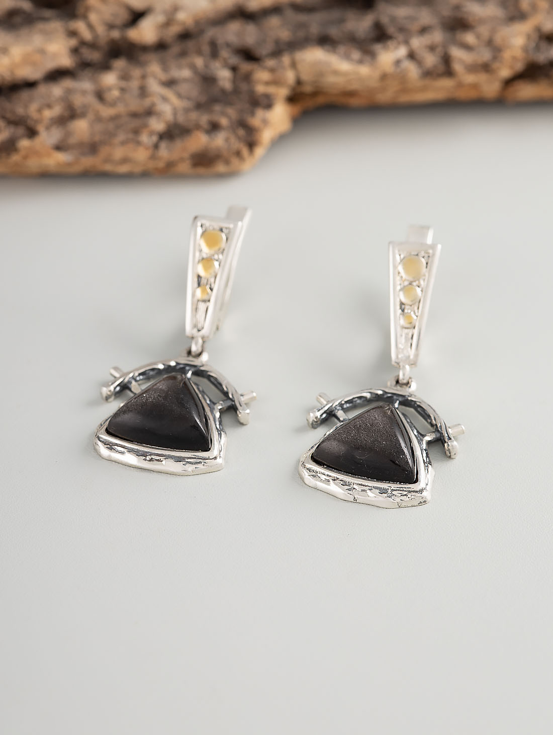 Err1268z Обсидиан Серьги (Ag_925)