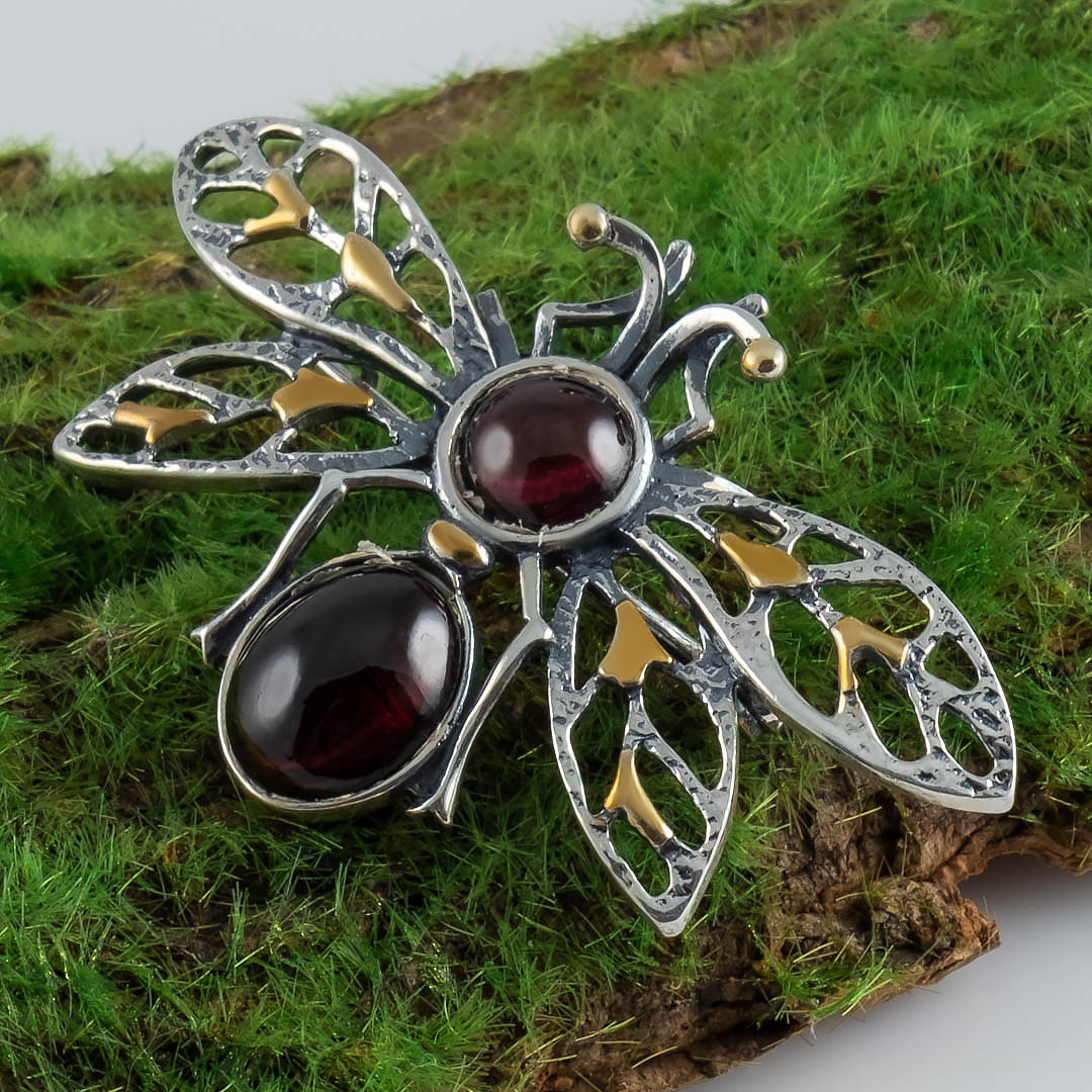 Brr1284z Гранат Брошь (Ag 925)