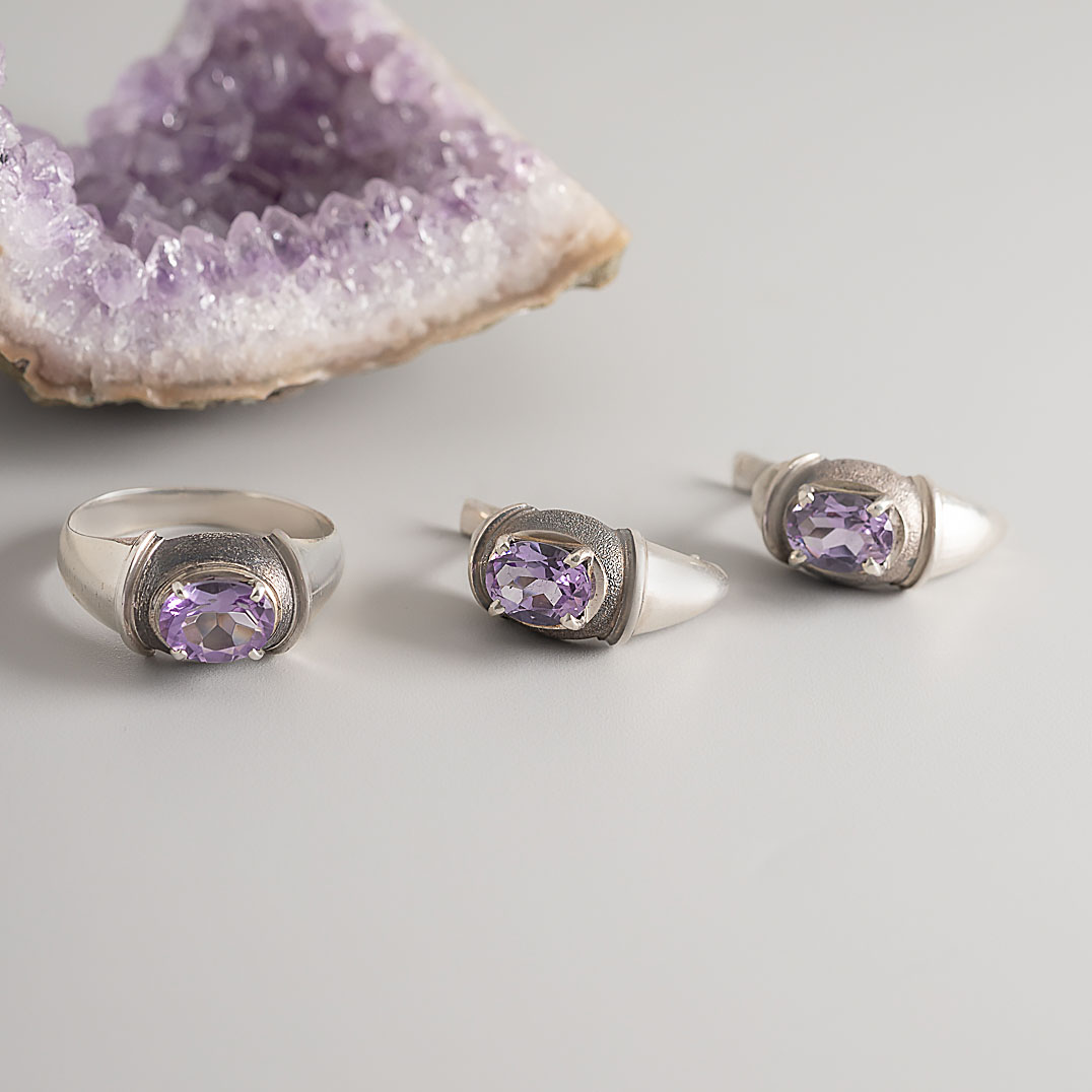 1226 Аметист Серьги (Ag 925)