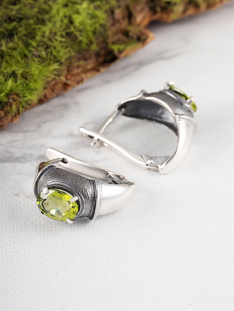 1226 Хризолит Серьги (Ag 925)