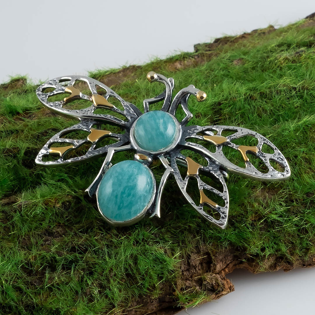 Brr1284z Амазонит Брошь (Ag 925)