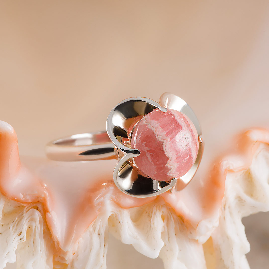 0271R Родохрозит Кольцо (Ag 925)