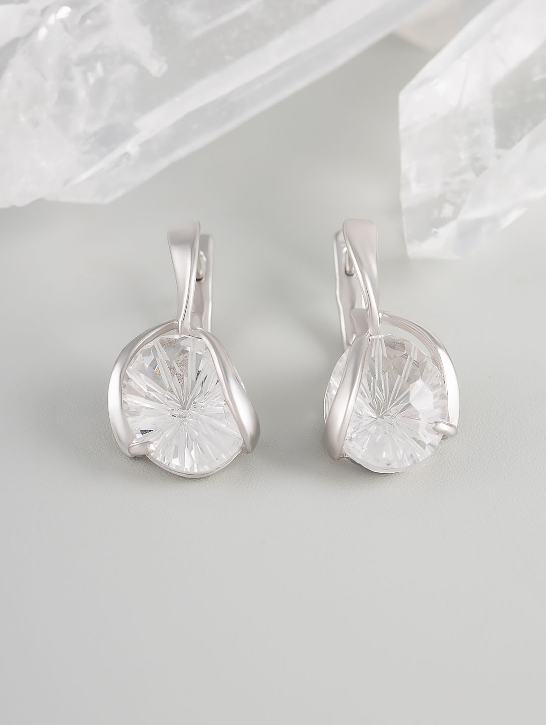 1418R Хрусталь Серьги (Ag 925)