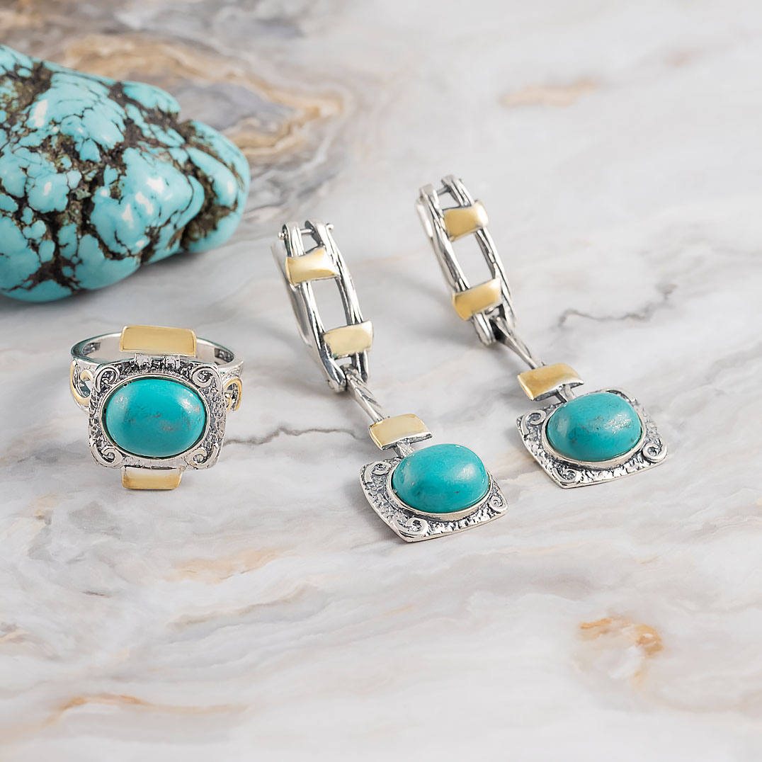 Rrr1157z Бирюза Кольцо (Ag_925)