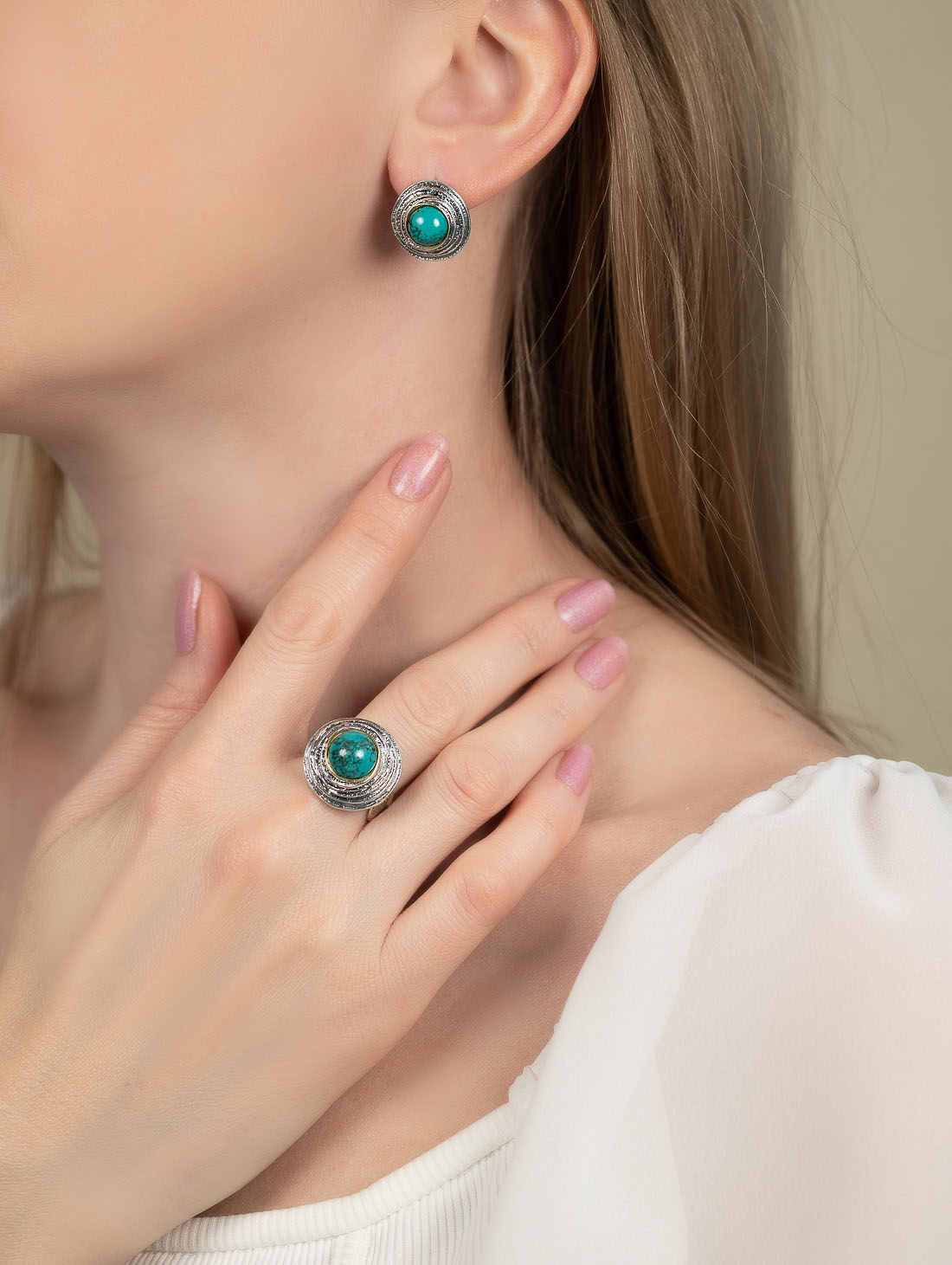 Err1185z Бирюза Серьги (Ag 925)