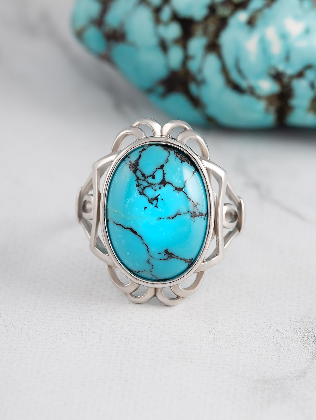 0564R Бирюза Кольцо (Ag 925)