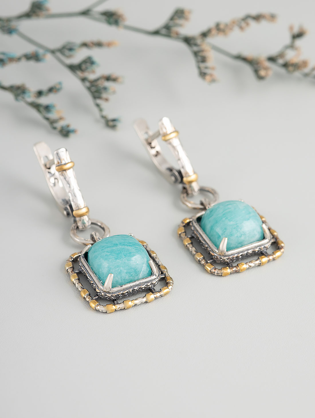 Err1324z Амазонит Серьги (Ag 925)