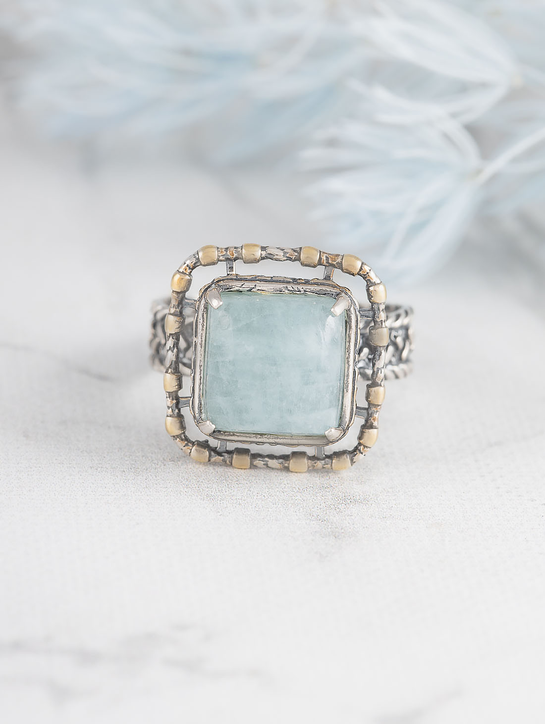 Rrr1324z Аквамарин Кольцо (Ag_925)