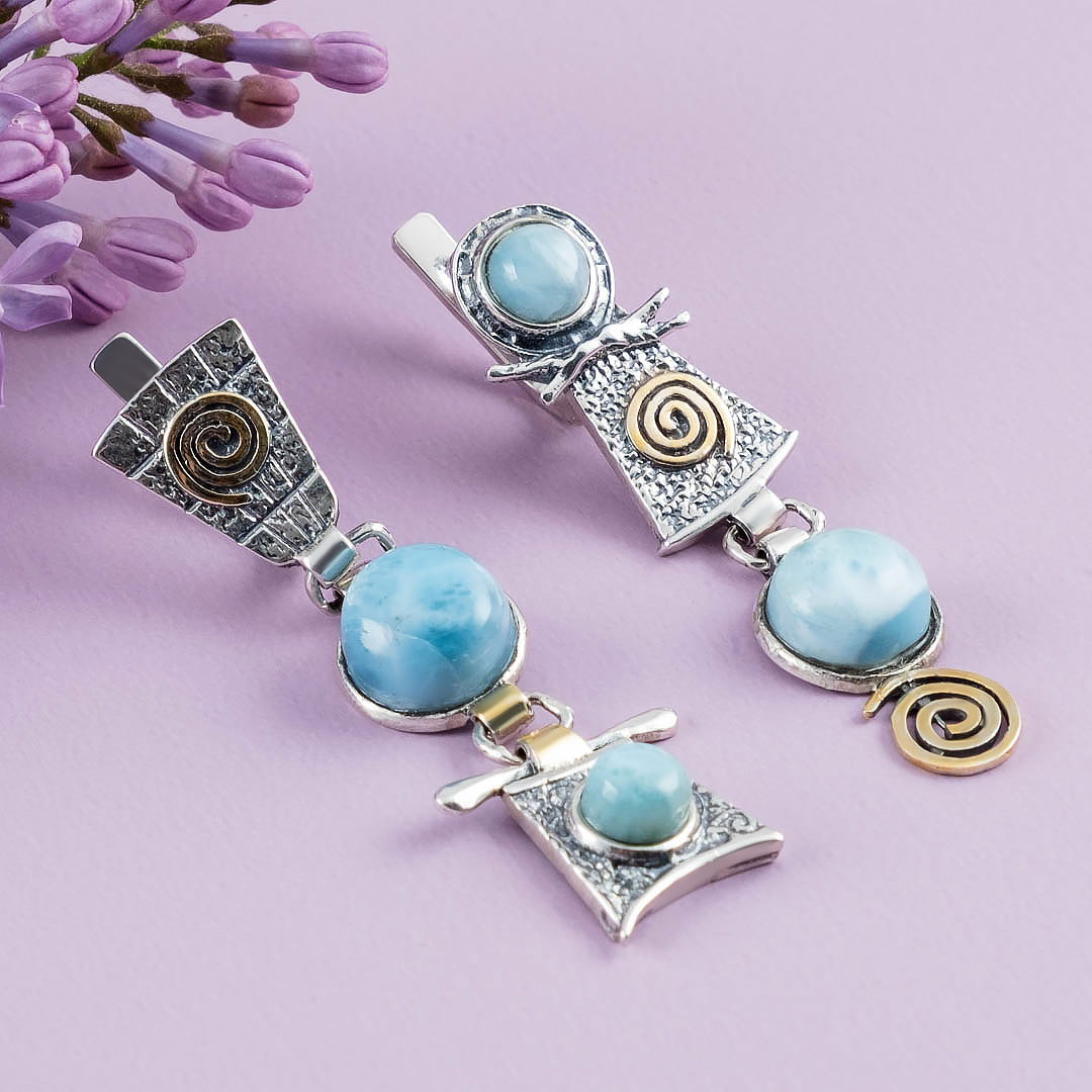 Err1182z Ларимар Серьги (Ag 925)