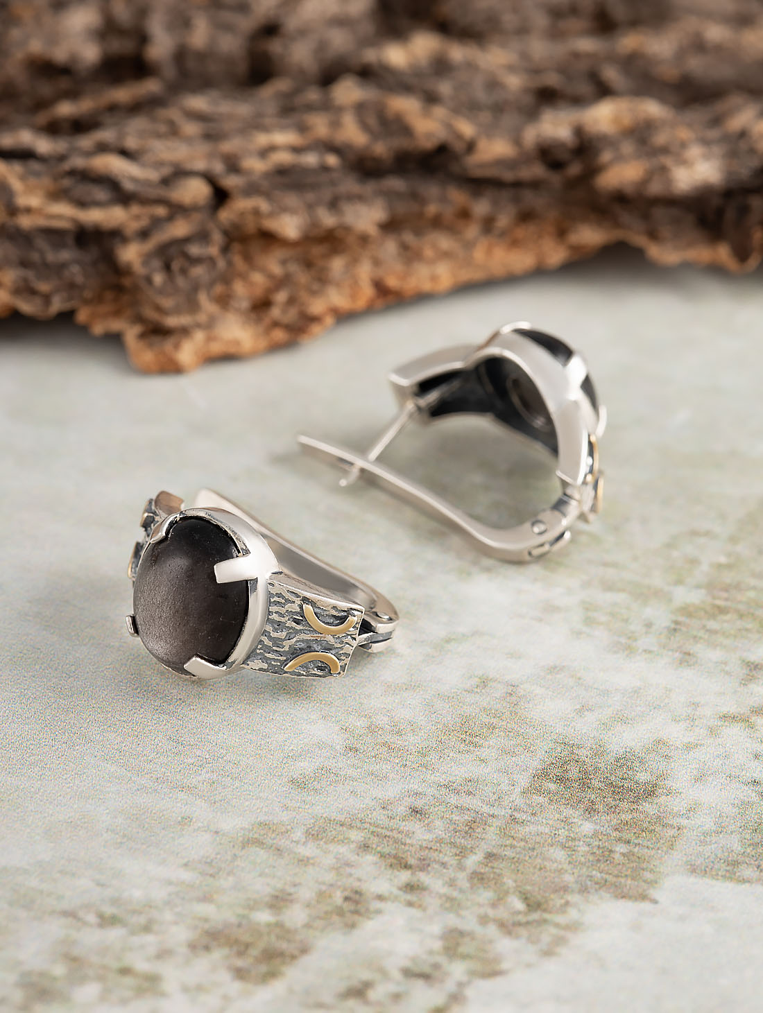 Err1474z Обсидиан Серьги (Ag 925)