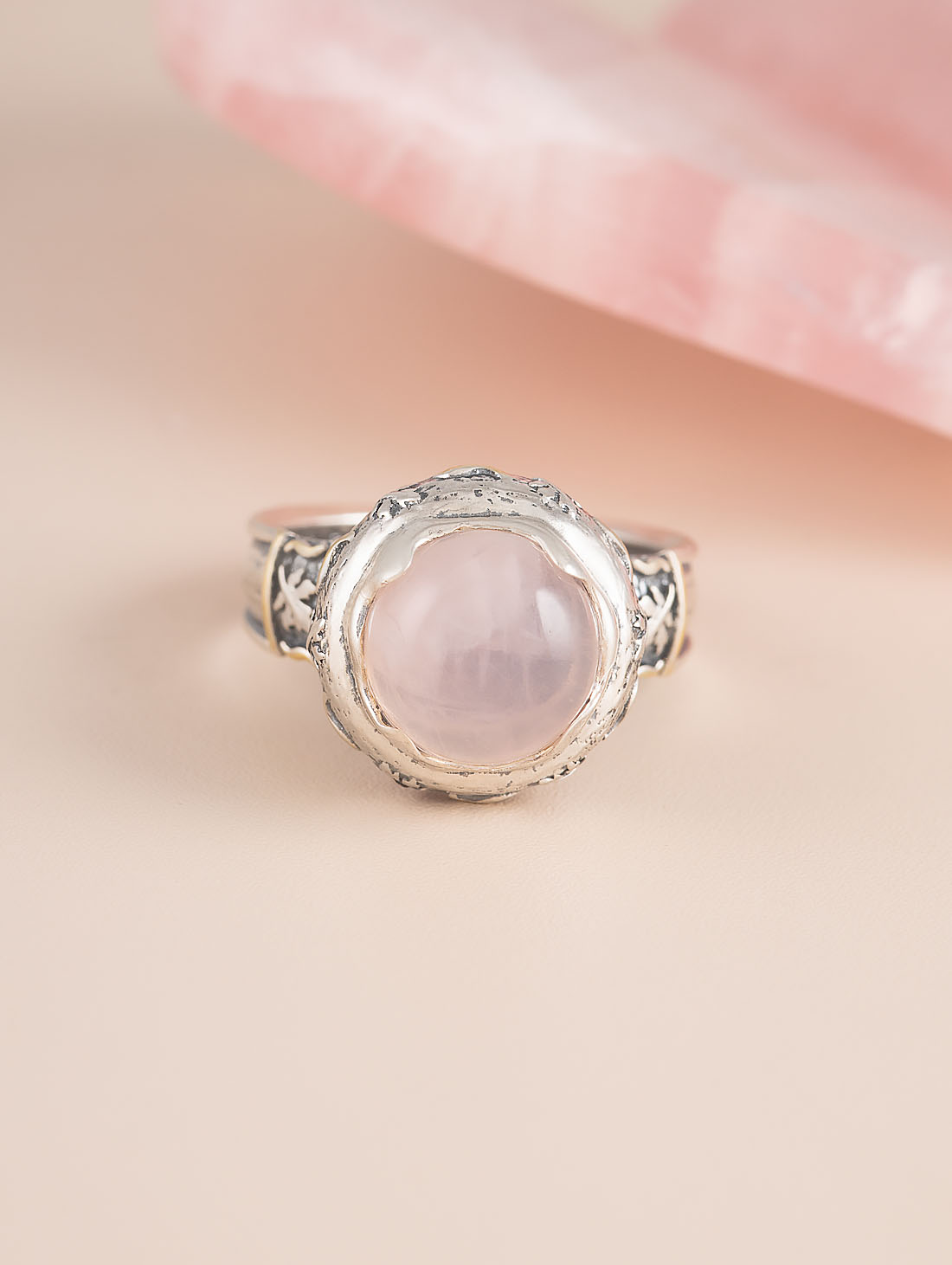 Rrr1346z Роз.кварц Кольцо (Ag 925)