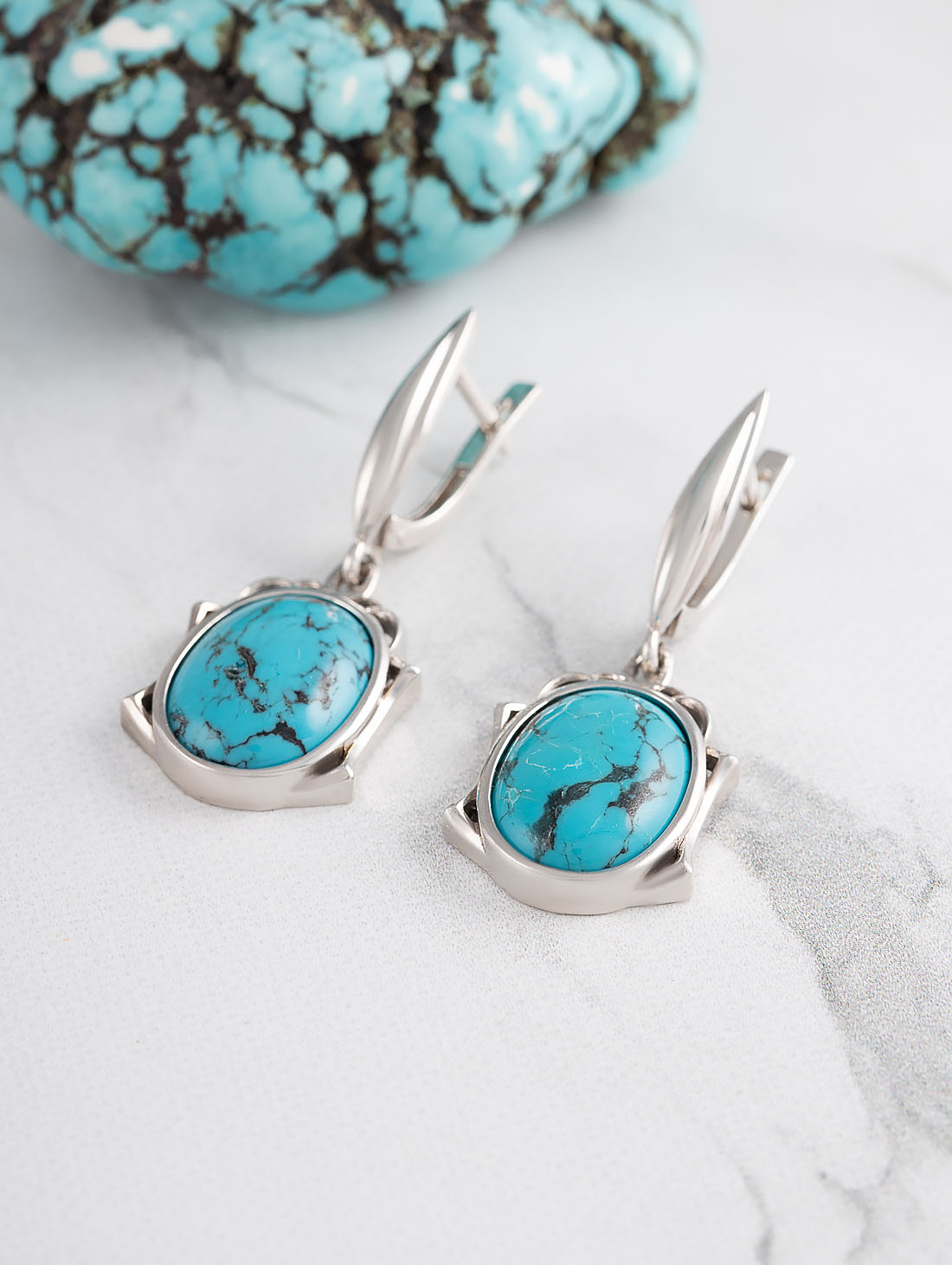 1564R Бирюза Серьги (Ag 925)