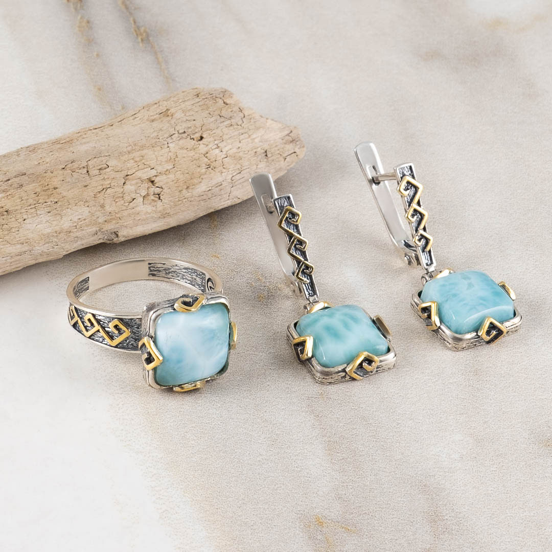 Err1286z Ларимар Серьги (Ag 925)