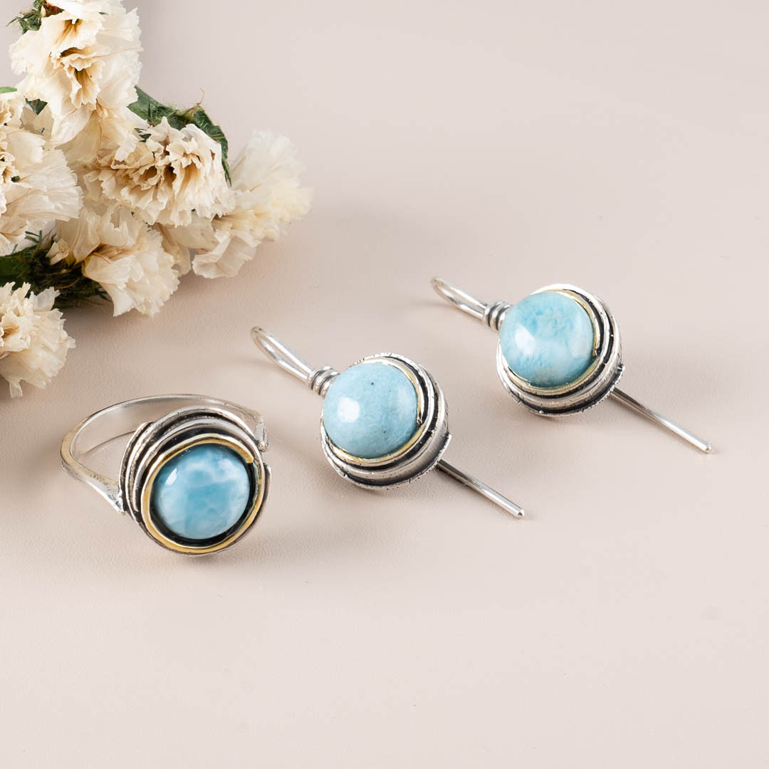 Err1190z Ларимар Серьги (Ag 925)