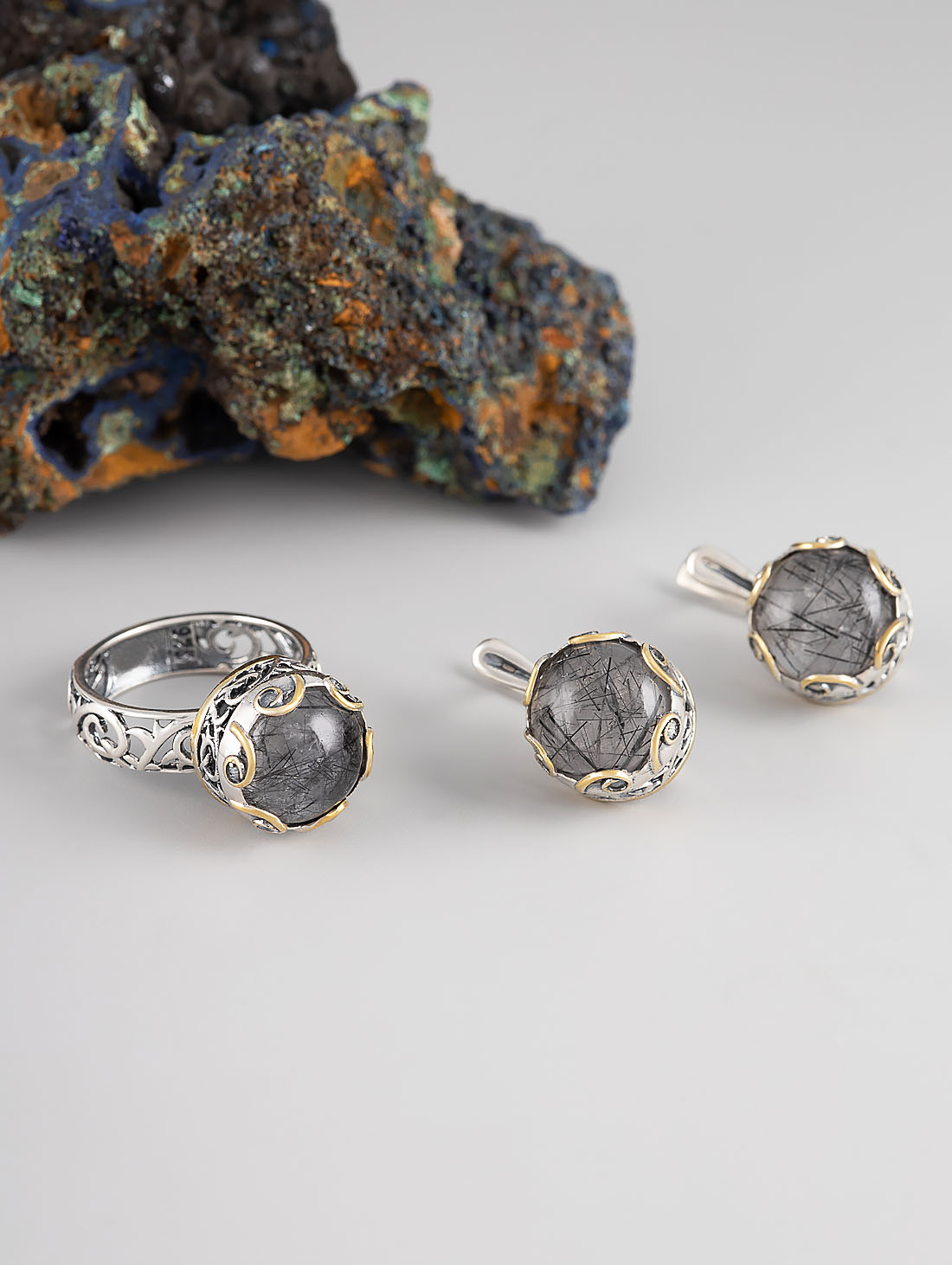 Err1351z Рутил черн Серьги (Ag 925)