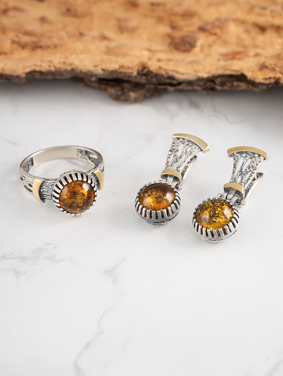 Rrr1503z Янтарь Кольцо (Ag_925)