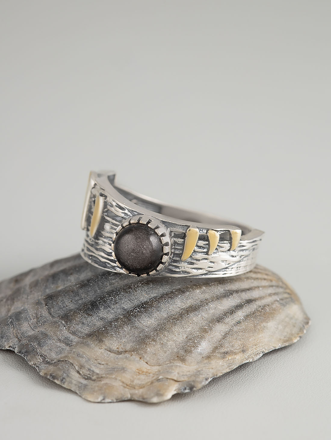 Rrr1498z Обсидиан Кольцо (Ag_925)