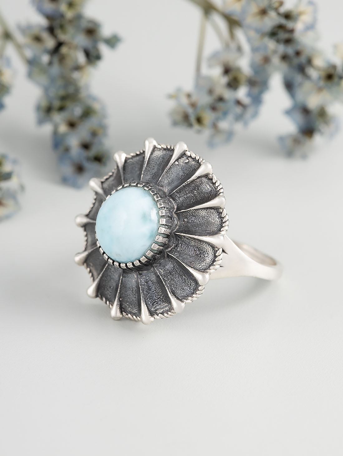 Rrr1478z Ларимар Кольцо (Ag 925)