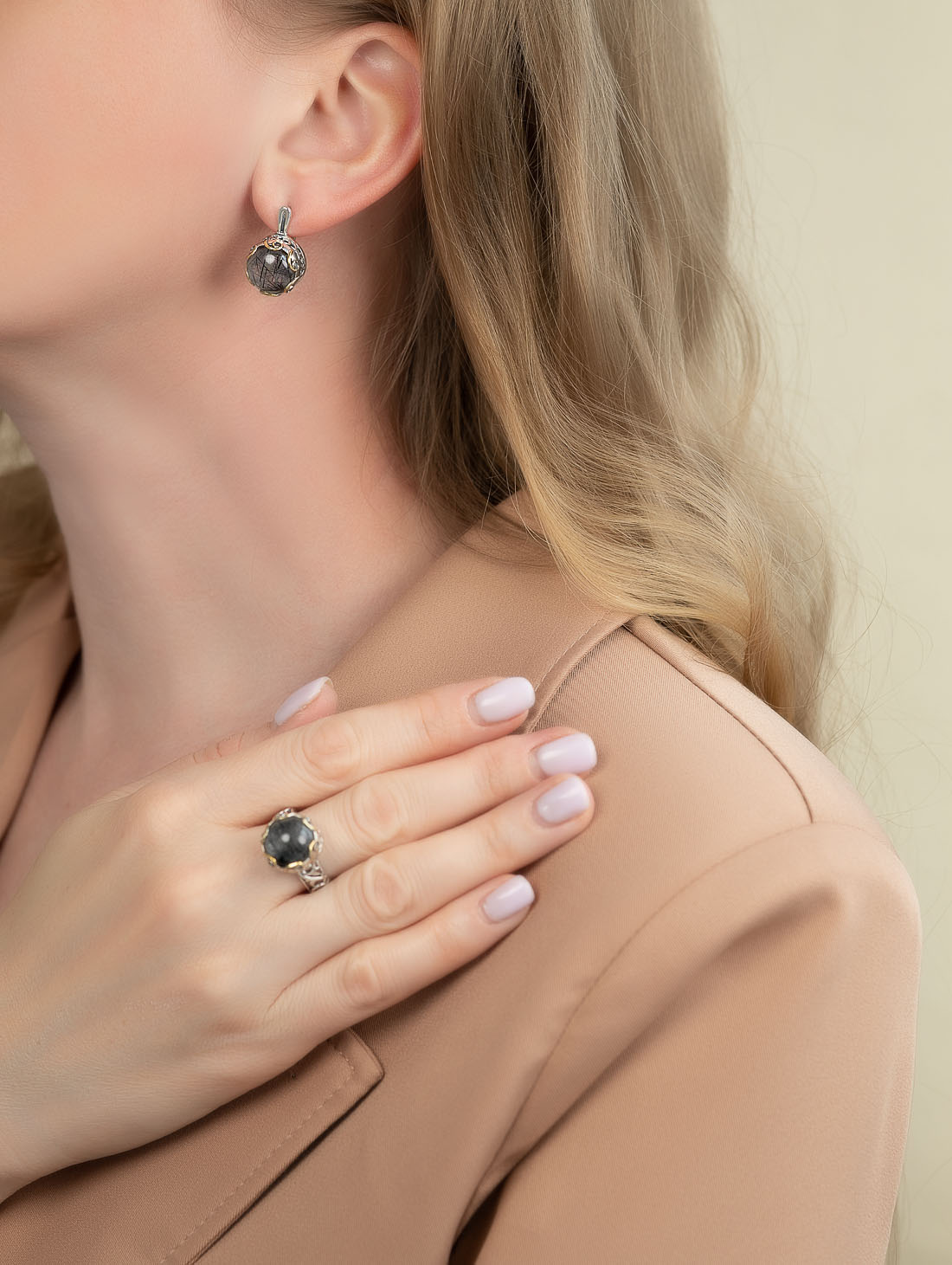 Err1351z Рутил черн Серьги (Ag 925)