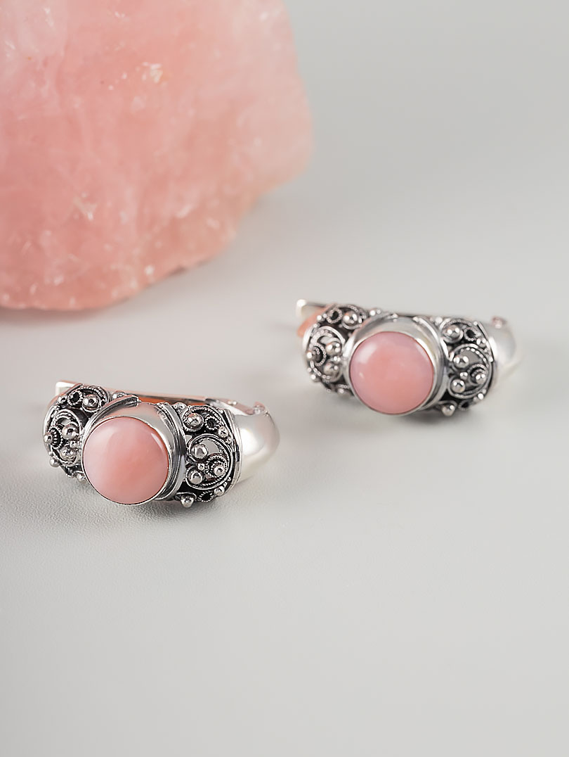 1227 Опал роз Серьги (Ag 925)