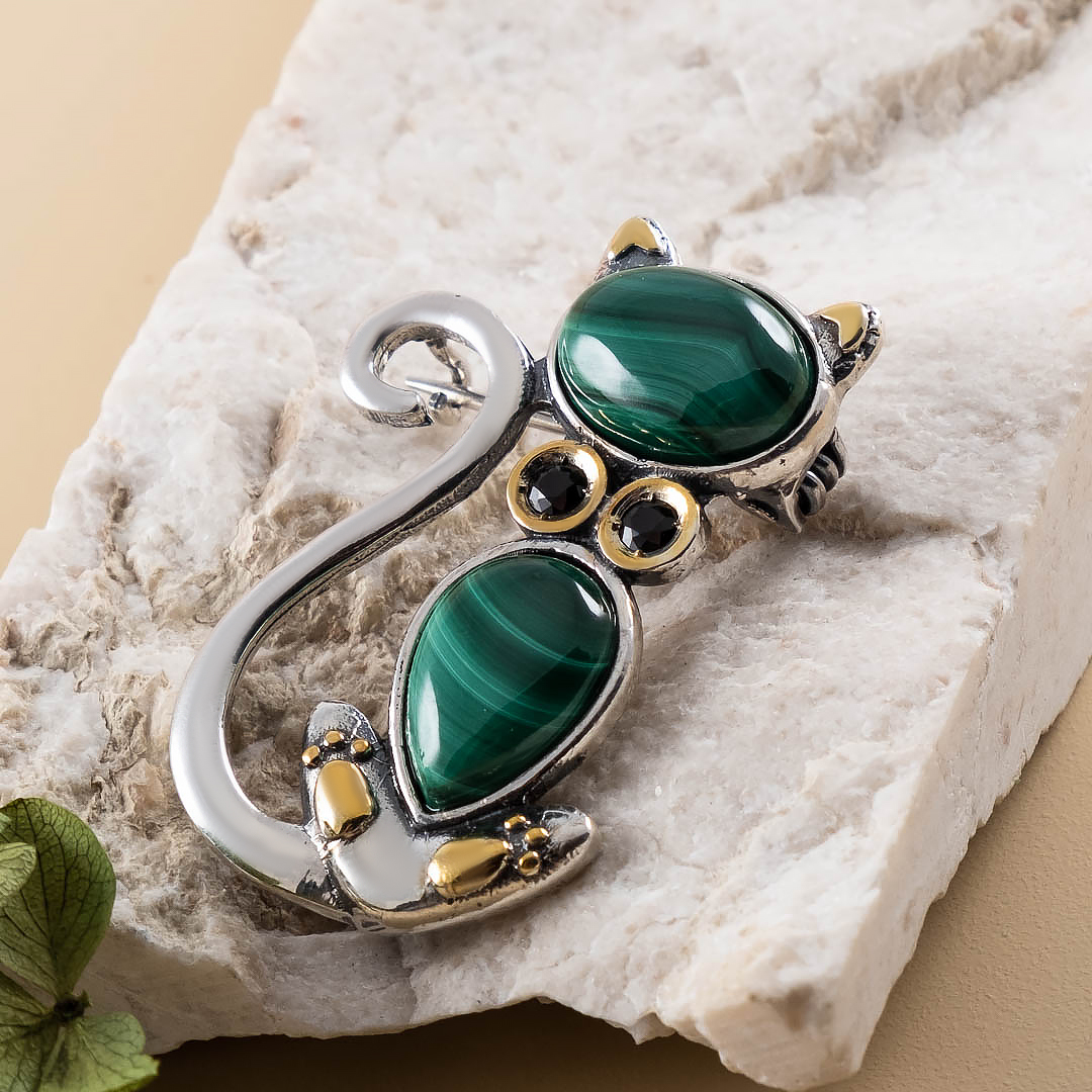 Brr1263z Малахит Брошь (Ag 925)