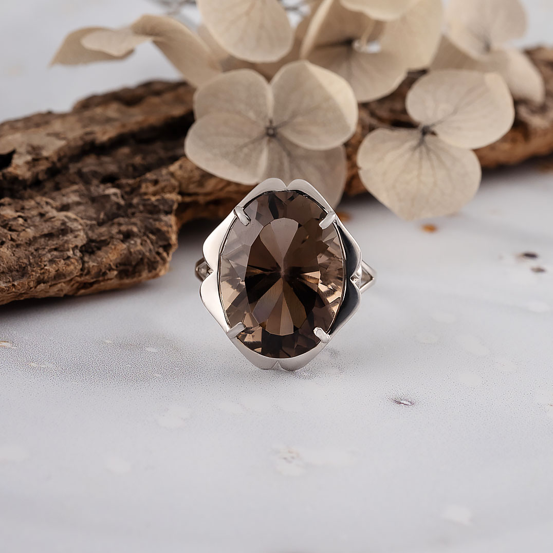 0575R Раухтопаз Кольцо (Ag 925)