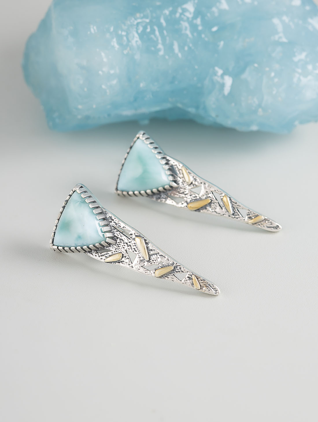 Err1495z Ларимар Серьги (Ag 925)