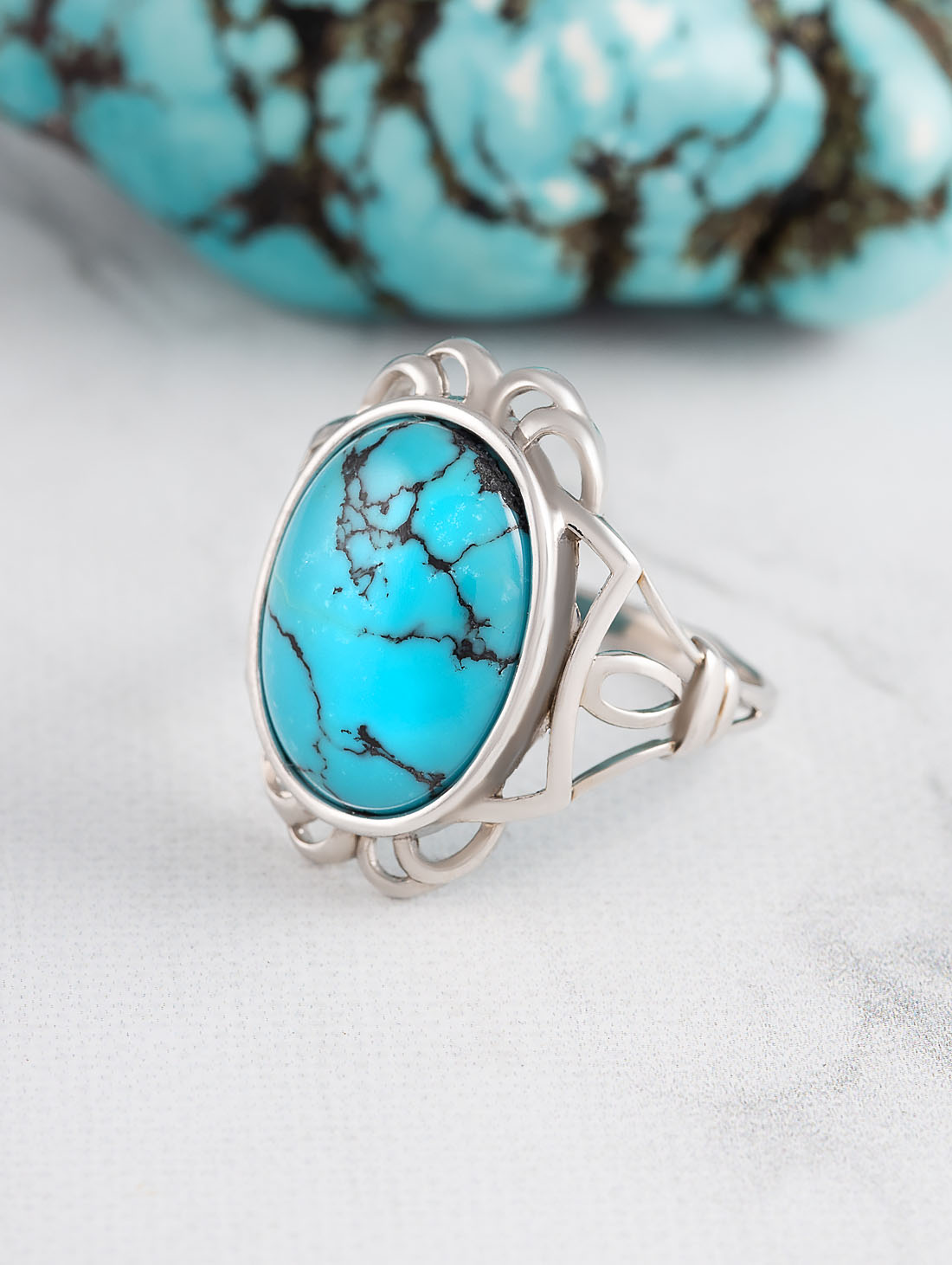 0564R Бирюза Кольцо (Ag 925)